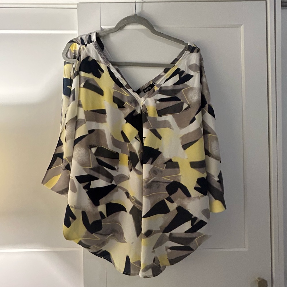 Valette Multicolor blouson loose fit with a v-neck front and back  size small